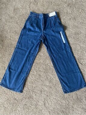 Wide Leg Dark Blue Jeans - GU Ginza